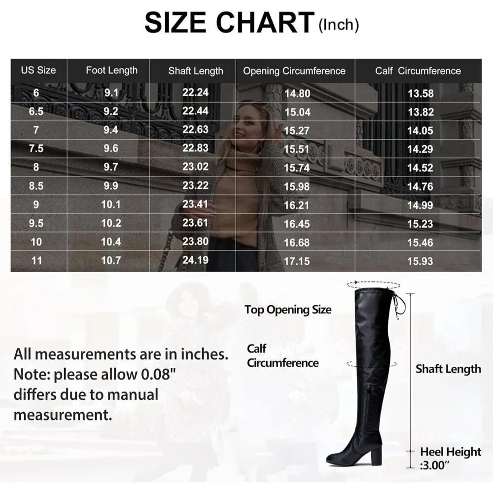 Women's Black Pu Suede Inner Zipper Thigh High Over The Knee High Heel Boots